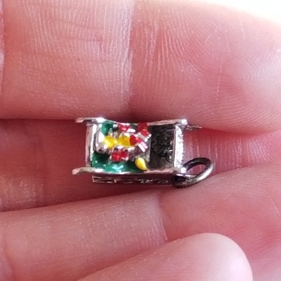 Vintage Sterling Silver charm Santa Sleigh with gifts Christmas 925 enamel - Picture 6 of 14